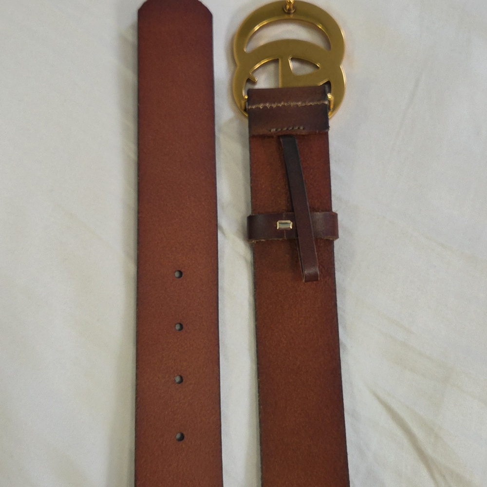 Gucci Brown Leather Belt with Gold Double G Buckle - Picture 9 of 16
